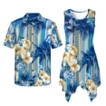 thumbnail image 4 of Psesaysky Blue Hawaii Palm Hibiscus Dress for Womens with Matching Mens Shirts,Sleeveless Tank Summer Sundress with Pockets Beach Vacation Shirts for Couples Hawaiian Outfits-S, 4 of 7
