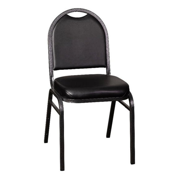 Bowery Hill Modern Vinyl Stacking Banquet Chair in Black/Silver