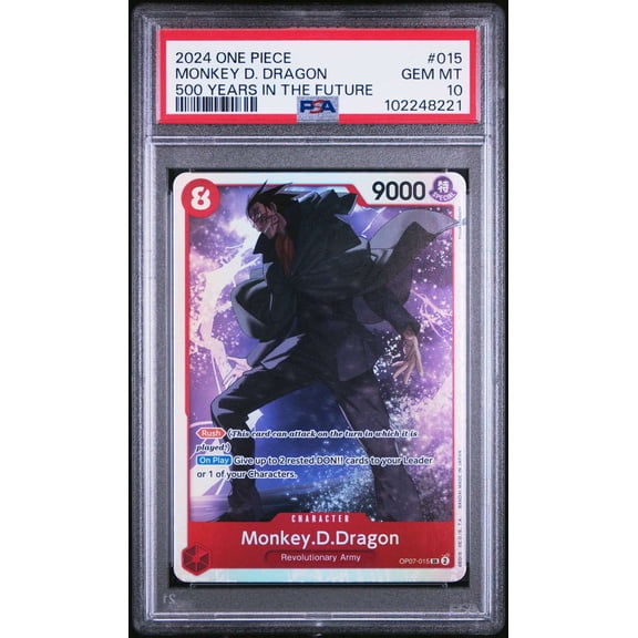 Graded 2024 One Piece OP07 500 Years In The Future Monkey D. Dragon #015 Tok Pisin PSA 10