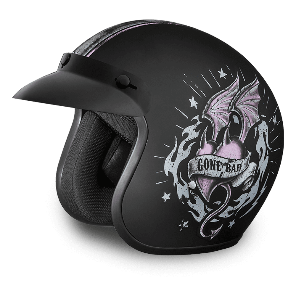 Brand New Daytona Cruiser Dull Black Open Face DOT Biker Motorcycle Helmet 