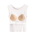 thumbnail image 6 of Women's Padded Tank Top with Built-in Bra and Wide Straps Featuring Round Neck Cropped Design White XL, 6 of 7