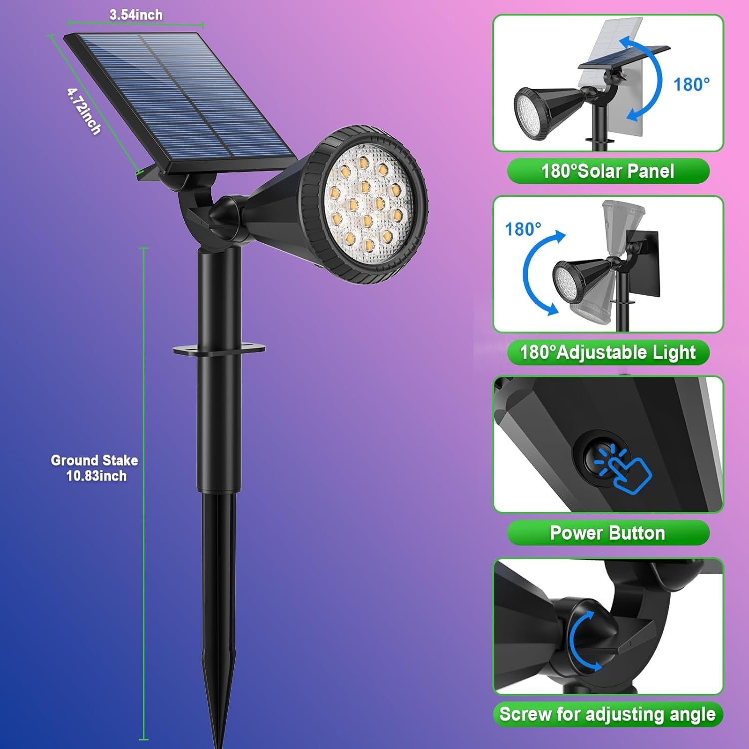 Solar Color Changing Spot Lights Outdoor, 8 pack, 7 Modes RGB, 180° Adjustable Waterproof Landscape Lights for Yard, Pathway, Garden