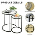 thumbnail image 5 of Nesting Coffee Table Set of 2,Modern Black Tempered Glass Side Table, Metal Frame Round End Table.Small Glass Tea Table for Living Room,Bedroom Studio Apartment Essentials，17.7IN, 5 of 9