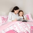 thumbnail image 4 of Erosebridal Cute Stars Bowknot Kids Twin Comforter Sets,Pink Letter M Alphabet Bedding Set For Girls,Pink Reversible,2-Piece, 4 of 7
