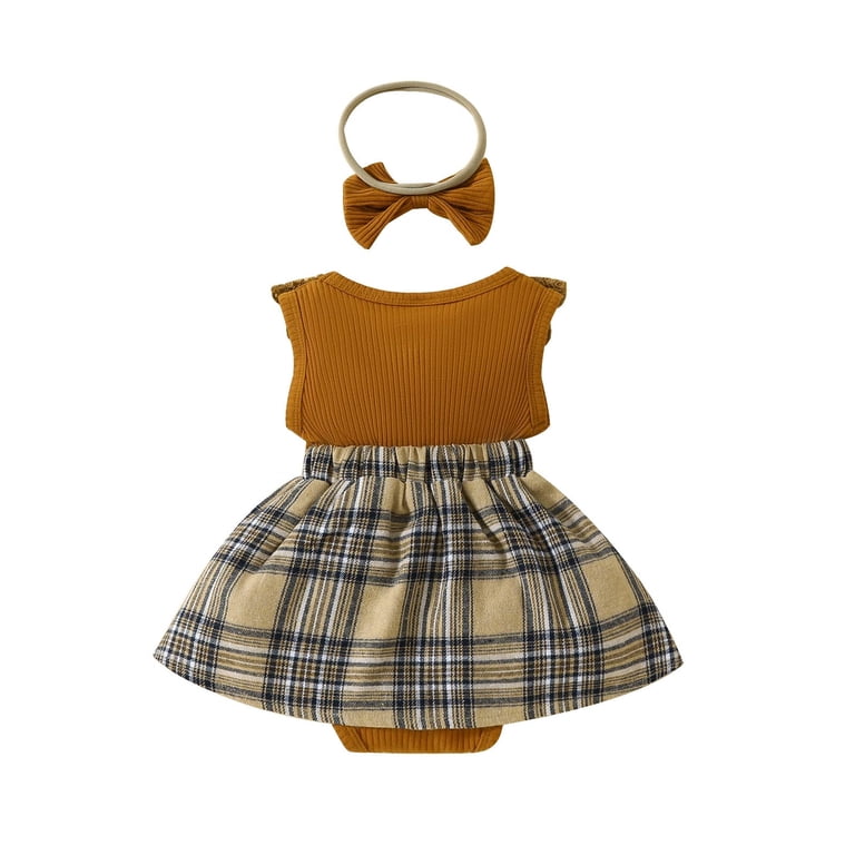 brown gingham dress baby Child Dress
