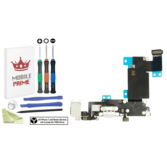 MobilePrime White Charging Charger Port Complete Professional Repair Kit Compatible with Tools for i-Phone 6S Plus A1634, A1687, A1699