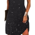 thumbnail image 4 of ORQ Women Sleeveless Solid Sequin V-Neck Chain Strap Dress, 4 of 4