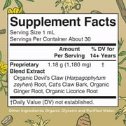 MaryRuths Alcohol-Free Herbal Tincture Drops with Claw Bark, Organic Ginger Root, and Organic Licorice, Unisex, 1 fl oz