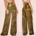 thumbnail image 3 of sunsanly Women Pants Shiny Solid Color High Waist Spring Autumn Temperament Loose Straight Wide Leg Trousers Daily Wear, 3 of 8