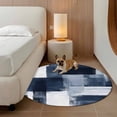 thumbnail image 2 of Round Rugs 4Ft, Navy Blue Geometric Round Area Rug Washable Indoor Throw Carpet, White Modern Abstract Soft Non Slip Circle Rug for Kitchen Nursery Room Home Decor Aesthetic, 2 of 8