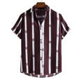 thumbnail image 1 of Chemise Rayée Homme Chemise Rayée à Manches Courtes Décontractée à Revers Cardigan Grande Taille, 1 of 4