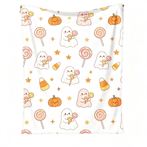 Halloween Generic Cute Throw Blanket, Soft Plush Fleece Spooky Themed Throw Blanket, Cozy Halloween Ghost Pumpkin Blanket, Holiday Home Decor for Halloween Party Sofa Bed Living Room Indoor,59x79Inch