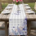 thumbnail image 4 of Purple Starfish Coastal Table Runner 72 Inches, Nautical Coral Ocean Checkered Bed Runner Dresser Scarves Tabletop for Indoor Outdoor Parties/Ceremony/Banquet, 16" x 72", 4 of 9