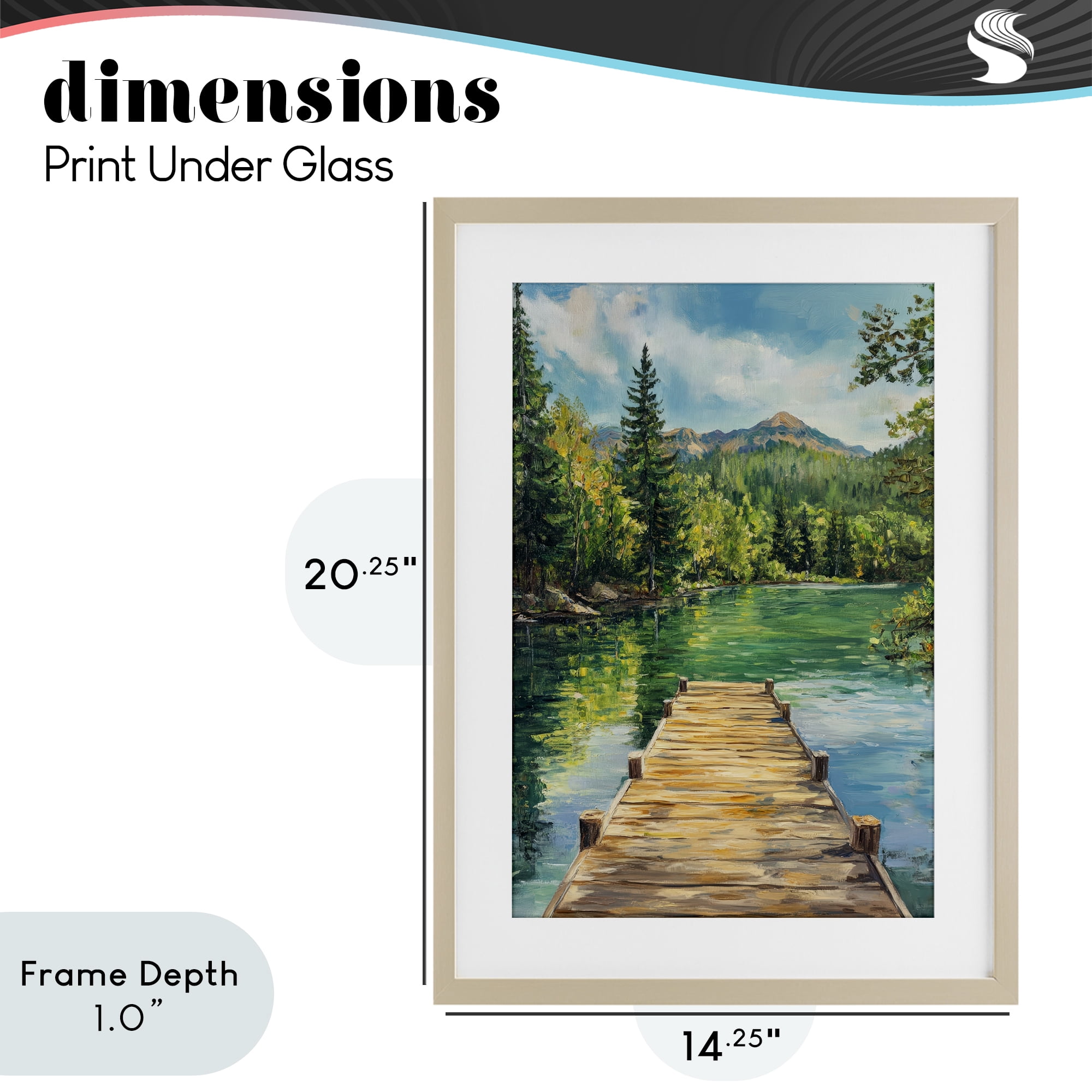 Stupell Industries Sunlit River Dock Birch Framed Print Under Glass, design by Petal Prints Design