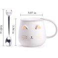 thumbnail image 2 of Taza de café de cerámica casera con cuchara de acero inoxidable - Diseño de gato - Para amantes de los gatos - Para mujeres y niñas, 2 of 5