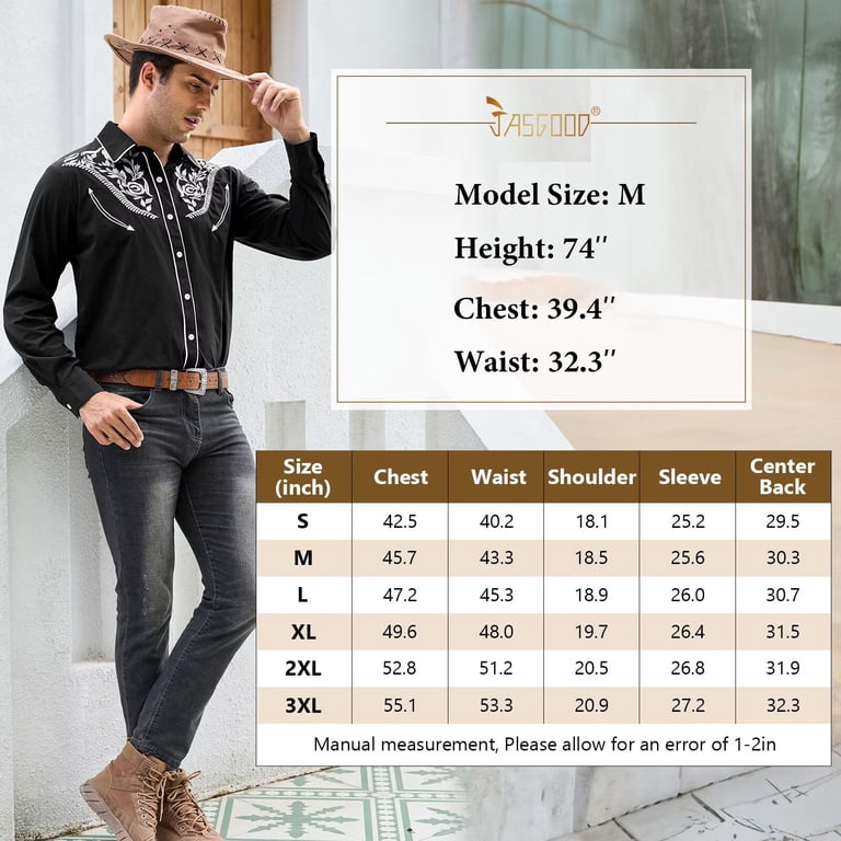 JASGOOD Men's Western Cowboy Embroidered Button-Up Shirt photo 7
