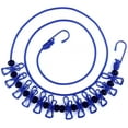 thumbnail image 1 of Jinsinto Ligne de Vêtements de Voyage Portable, Ligne de Vêtements de Voyage et de Camping Élastique Ajustable et Rétractable avec 12 Pinces pour Usage Extérieur et Intérieur (Bleu), 1 of 6
