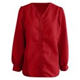 thumbnail image 5 of alcepopk Long Sleeve T Shirts for Women Lace V Neck Casual Cute Tops Loose Fit Fall Winter Basic Clothing(Red,S), 5 of 5