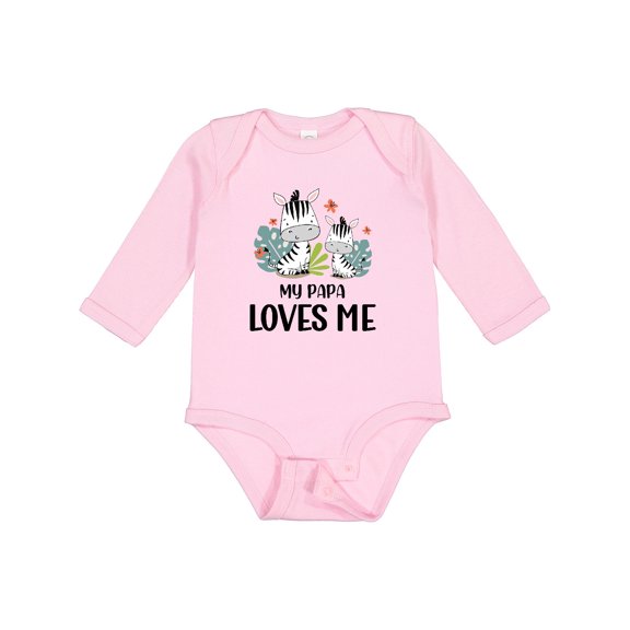 Inktastic Zebra My Papa Loves Me Boys or Girls Long Sleeve Baby Bodysuit