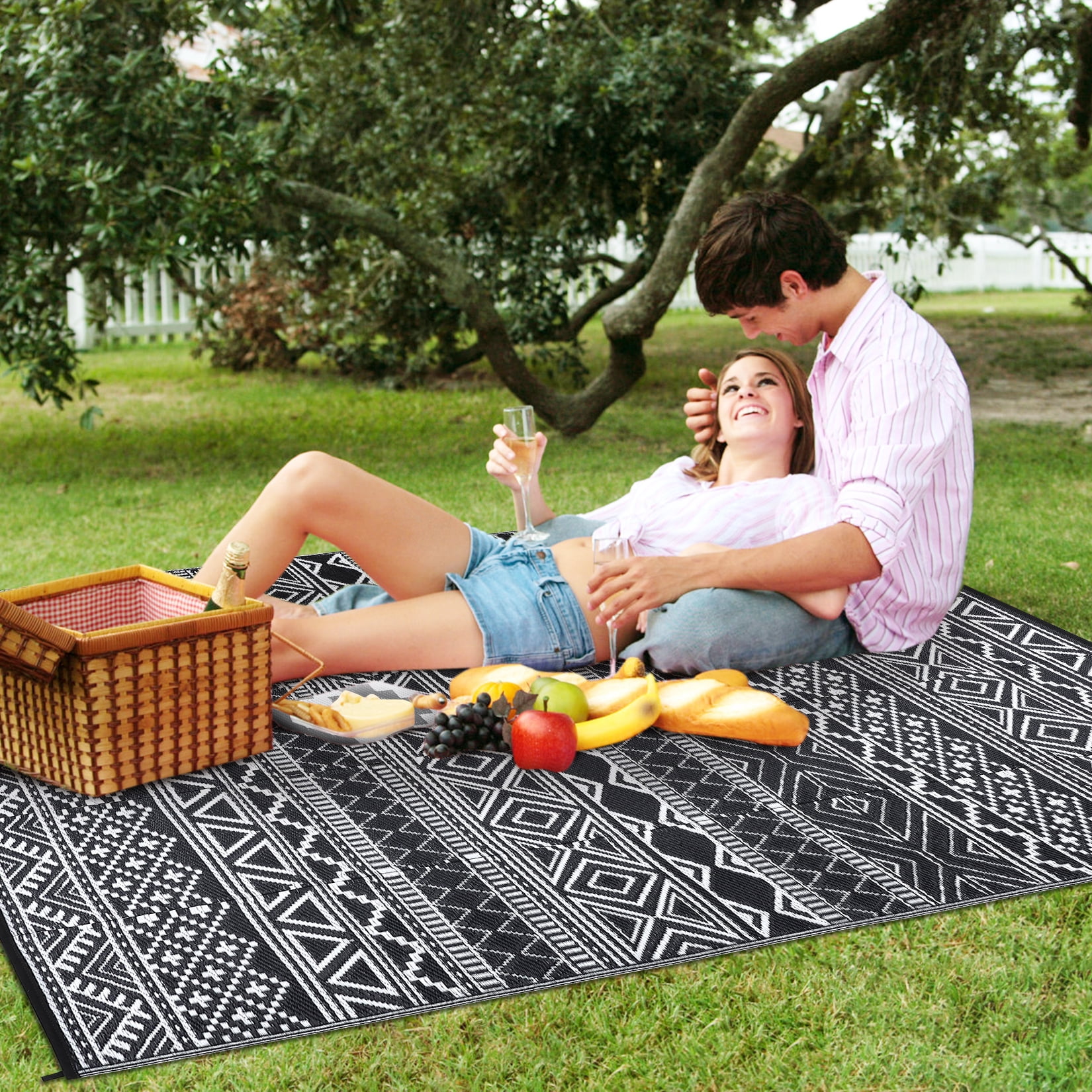 FairOnly 6'x9'Washable Outdoor Area Rug Reversible and Portable Rugs for Balcony Patio