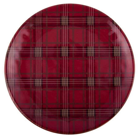 Melamine Christmas Plates For Kids Melange 608410091412 6 -Piece 100% Melamine Salad Plates Christmas Collection-Red Plaid Shatter-Proof and Chip-Resistant|, 10.5