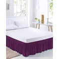 thumbnail image 2 of Purple Burlap Texture Bed Skirt Cal King Size, Farmhouse Vintage Purple Wrap Around Bed Skirting with Adjustable Elastic Strap, Dust Ruffled Pleated Bedskirts 16 Inch Drop for Bedroom Cal King Beds, 2 of 9