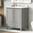 thumbnail image 2 of 30" Bathroom Vanity with Sink Combo, Multi-functional Bathroom Cabinet with Doors and Drawer, Solid Frame and MDF Board, Grey, 2 of 9