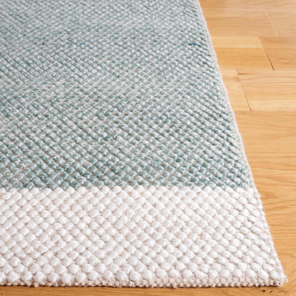 SAFAVIEH Natura Marina Striped Wool Area Rug, Turquoise/Ivory, 3' x 5'