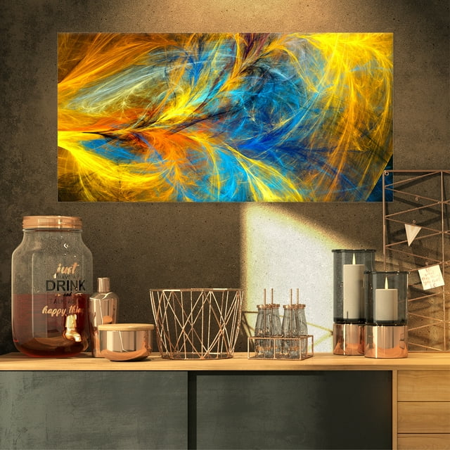 Motif Psychédélique Or et Bleu - Art Abstrait sur Toile