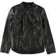 thumbnail image 1 of Alfani Womens Shirttail Faux-Leather Jacket black 0X, 1 of 2
