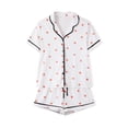 thumbnail image 3 of AIGUR Mommy and Me Matching Pajamas Heart Print Button Down Short Sleeve Lapel Tops and Shorts Set Family Sleepwear, 3 of 10