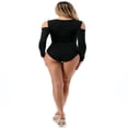 thumbnail image 3 of STEPBYJ Women's Cutout Off Shoulder Round Neck Sexy Casual Long Sleeve and Short Sleeve Bodysuit (XL, BLACK), 3 of 7