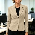 thumbnail image 4 of IUYRTFE Women Double Button Lapel Blazer Long Sleeve Slim Fit Casual Business Suit Jacket, 4 of 9