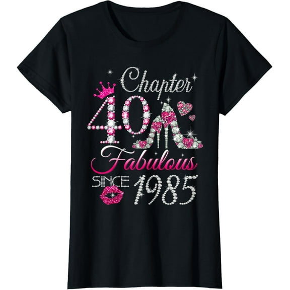 Chapter 40 Fabulous Since 1985 40th Birthday Queen Diamond T-Shirt100% cotton