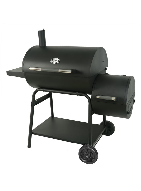 Expert Grill 28" Offset Steel Charcoal Smoker Grill with Side Firebox, Black