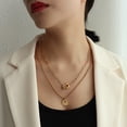 thumbnail image 2 of OT buckle queen double-layer clavicle necklace, women's layered titanium steel necklace, pendant necklace, 2 of 4