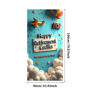 LUUFILx Personalized Retirement Banner with Airplane Camera Balloon and Star Elements Happy Retirement Decors Party Backdrop Photography Props Retirement Party Celebration Decorations
