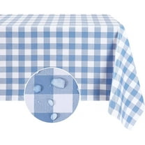 Rectangle Vinyl PVC Tablecloth, 100% Waterproof Buffalo Plaid Plastic Table Cloth, Oil Proof Heavy Duty Wipeable Table Covers for Dining/Camping/Picnic/Outdoor - 54 x 78, Light Blue