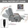 thumbnail image 3 of Dual Motor Power Lift Recliner Chair for Elderly, Lay Flat Lift Chair with Heat Massage and Solid Wood Armrests, Electric Lift Chairs with Side Pockets,Remote Control and Chenille Fabric, Gray, 3 of 9