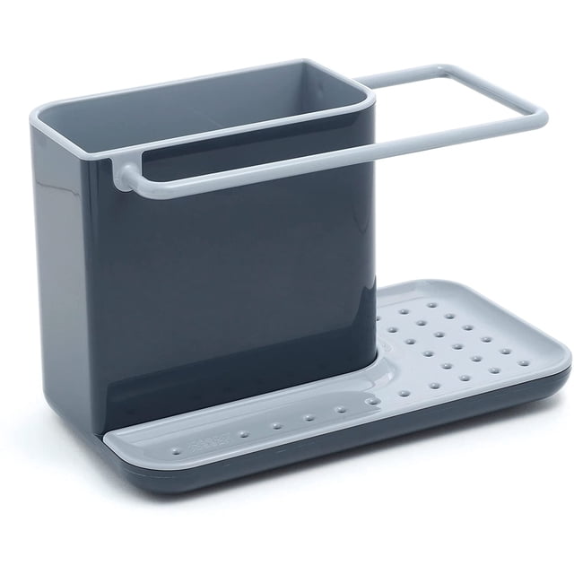 Almacenamiento de fregadero, soporte para esponja, raspador, cepillo, líquido para lavar platos, paño de cocina, modelo pequeño gris oscuro