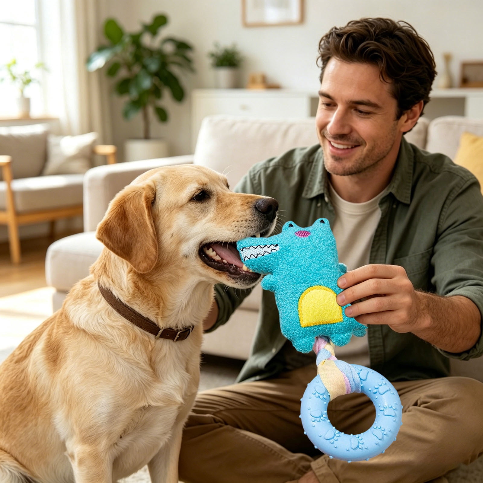 Gytml Squeaky Dog Chew Toys Durable Interactive Plush Puppy Toy With Squeaker Plush Dog Toy For Large & Medium Dogs Aggressive Chewers(4PCS-2.76X7.48Inch)