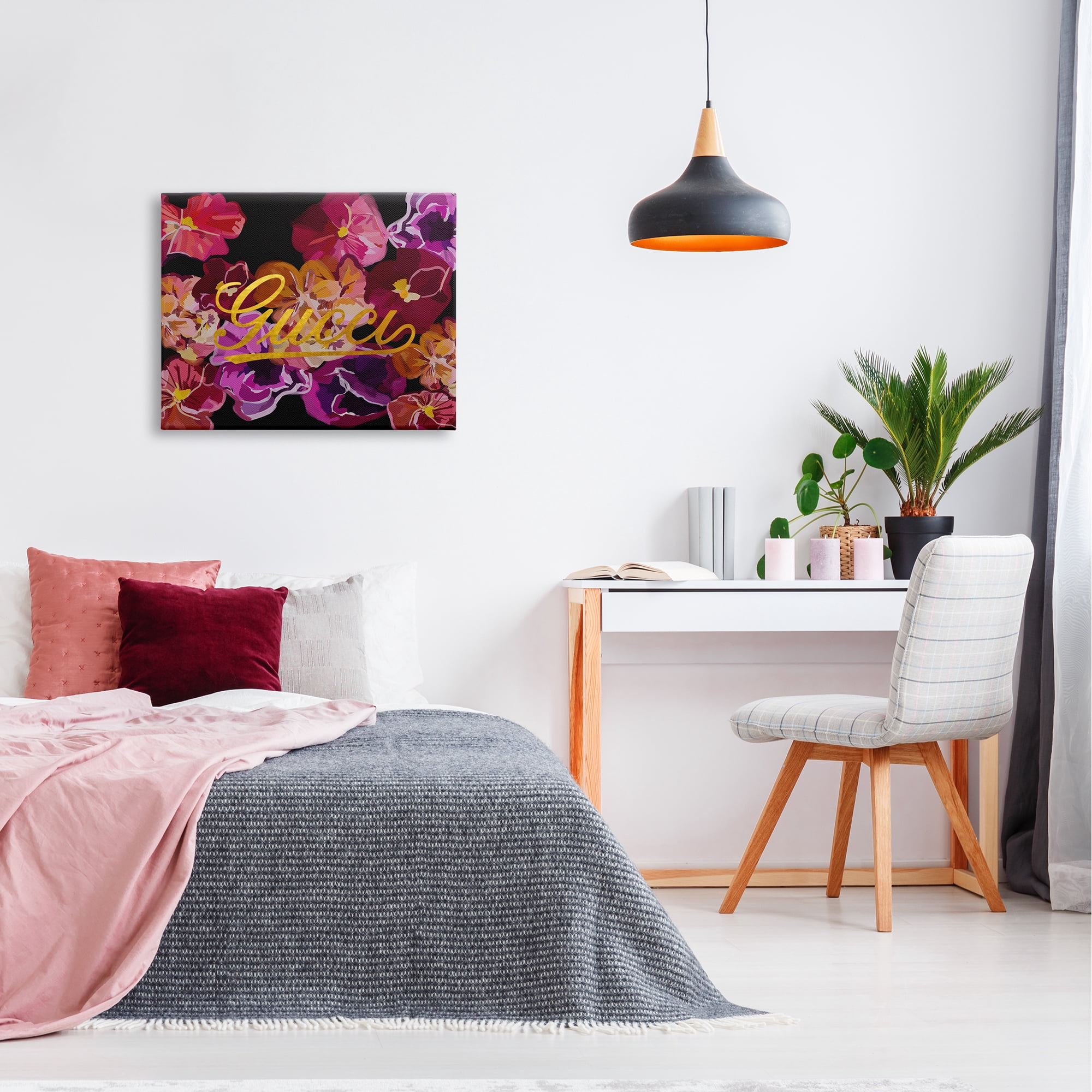 Stupell Industries Glam Brand Flower Pattern Botanical & Floral Painting Gallery Wrapped Canvas Art Print Wall Art, 30 x 24