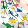 thumbnail image 3 of White Colorful Dinosaurs Pattern Blanket,Comfortable Soft Flannel Throw Blanket,All Season,Warm Lightweight Blankets for Sofa Bed Couch Living Room Chair,30"x40", 3 of 4