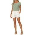 thumbnail image 2 of INSPIRE CHIC Women's Top Summer Square Neck Gingham Cap Sleeve Blouses XL Green White, 2 of 6