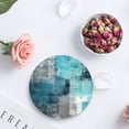 thumbnail image 4 of FMSHPON Oil Painting Style Abstract Geometric Blue Set of 4 Round Coaster for Drinks, Absorbent Ceramic Stone Coasters Cup Mat with Cork Base for Home Kitchen Room Coffee Table Bar Decor, 4 of 6