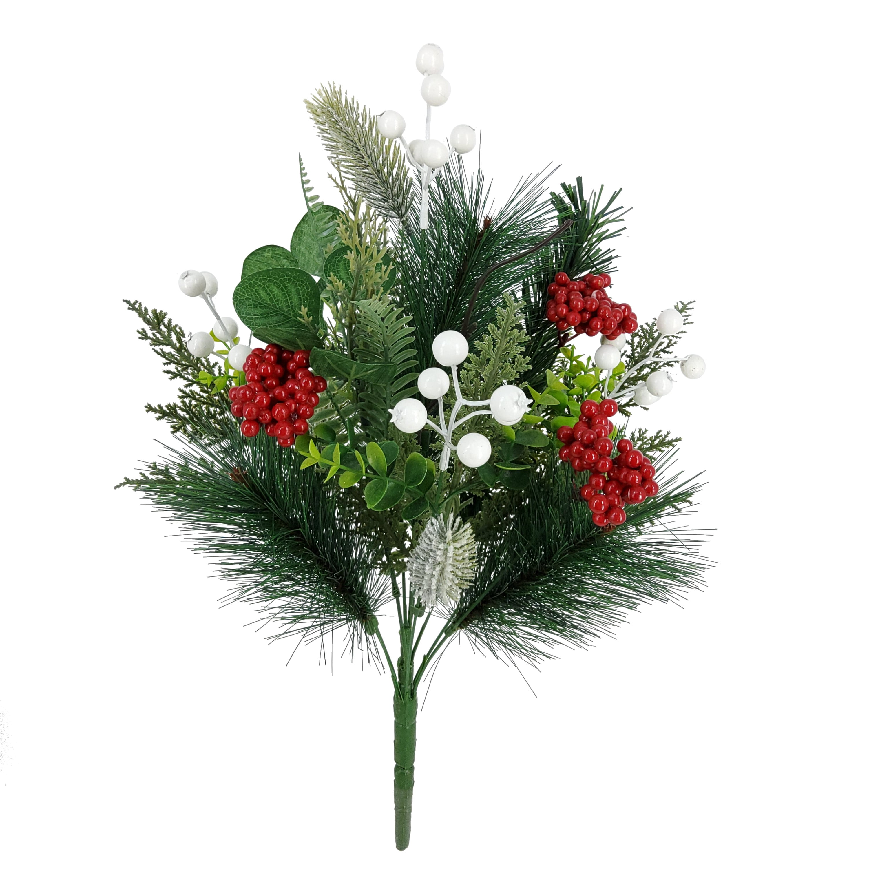 Mainstays 21.5''H Indoor Decorative Greenery Berry Mixed Bouquet, Green and Red Color.