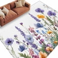 thumbnail image 3 of 8x10 Area Rugs, Spring Floral Non-Skid Rubber Backing Large Rectangle Rugs - Living Room Bedroom Home Office, Purple Flowers Colorful Summer Botanical Indoor Floor Mat Carpets Washable Rug, 3 of 9