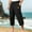 Black, variant on WWV Capri Pants for Men Cropped Pants Men Pocket Drawstring Elastic Waist Trousers Solid Color Trendy Relaxed Fit Holiday Party Cotton Linen Pants Black L