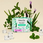 Honey Pot 100% Organic Cotton Cover Cooling Herbal Infusion Regular Pads, 20 Count