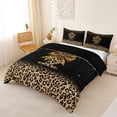 thumbnail image 3 of Erosebridal Chic Cheetah Print Duvet Cover Set, Personalized Initial I Bedding Full, Black Brown, Black Reversible 3pcs, 1 Duvet Cover and 2 Pillowcases (No Comforter), 3 of 6